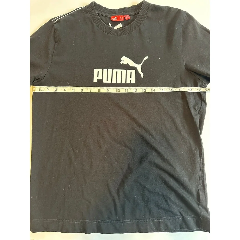 PUMA Womens Black Short Sleeve Crew Neck T-Shirt Logo‎ Size Medium